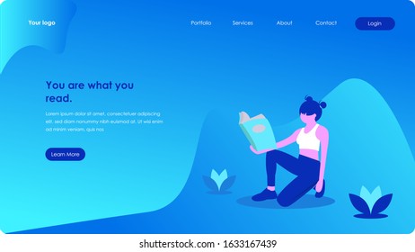 Website Landing Page. Web Banner Template with Characters,  Vector illustration