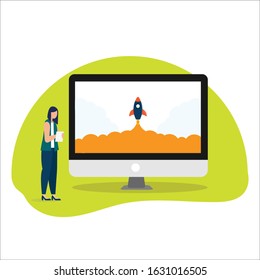 Website Launch Flat Illustration Design