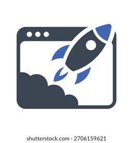 Icono del lanzamiento del Sitio web en el fondo blanco