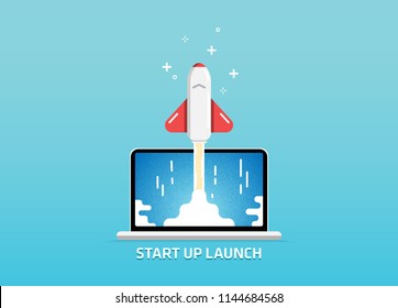 Website Launch Start Up Project Goes Live Alfa Beta Version Splash Screen Illustration Vector Art Design Background