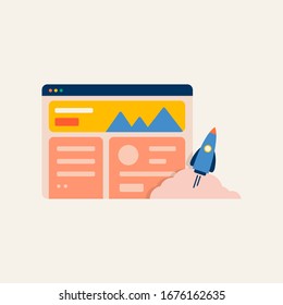 Website launch start-up illustration icon