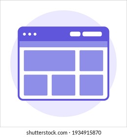 Icono de glifo de diseño de sitio web. Icono de glifo púrpura