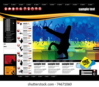 Website layout with music event subject