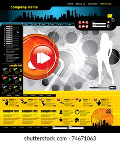 Website layout with music event subject