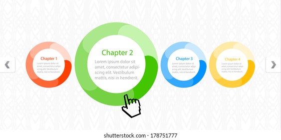 Website layout vector design circle icons with hand