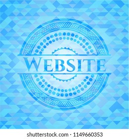 Website light blue emblem with triangle mosaic background