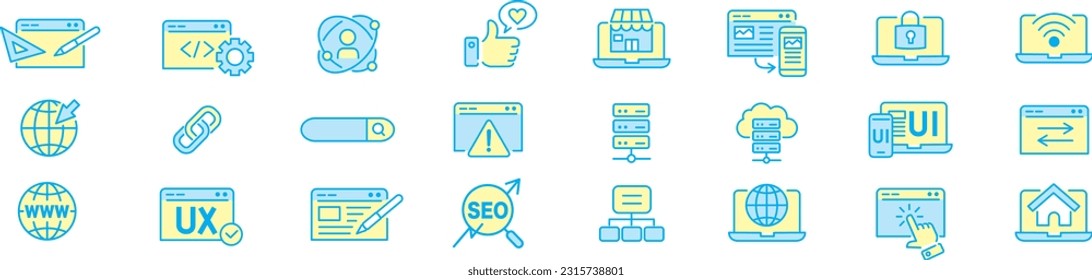 Website line editable icons set vector