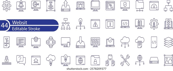 Website Line Editable Icons set. Vector illustration in thin line modern style of internet related icons , content, hosting, user interface, and more