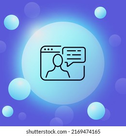 Website Line Icon. Resume, Biography, Information, Article On The Internet, Correspondence, Sms. Network Concept. Glassmorphism Style. Vector Line Icon For Business And Advertising