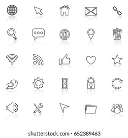 Website line icons with reflect on white background, stock vector