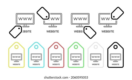 Website line vector icon in tag set illustration for ui and ux, website or mobile application
