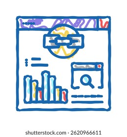website link analytics doodle icon sketch vector. website link analytics sign. isolated symbol illustration