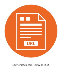 Website link symbol document icon on orange circle background