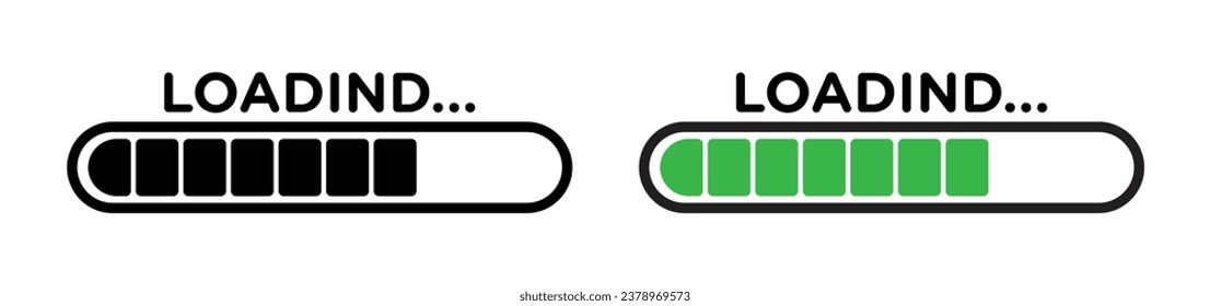 website load bar thin line icon set. upload progress status bar vector symbol in black and white color