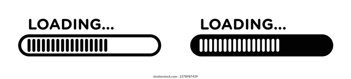 website load bar vector thin line icon set. upload progress status bar vector symbol for web ui designs
