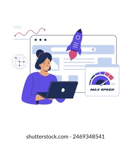 Website loading optimization Page speed illustration concept. Illustration for websites, landing pages, mobile applications, posters and banners. Trendy flat vector illustration