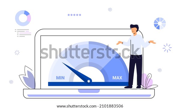 Website loading optimization Page speed and SEO\
Flat vector concept illustration Website speed Loading time Page\
optimization Speed test metering dial Slow loading of media content\
Signal quality
