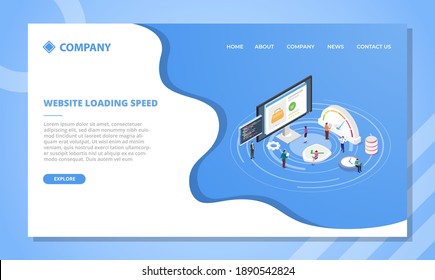 website loading speed concept for website template or landing homepage design with isometric style