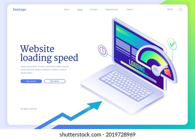 Website Loading Speed Isometric Landing Page.