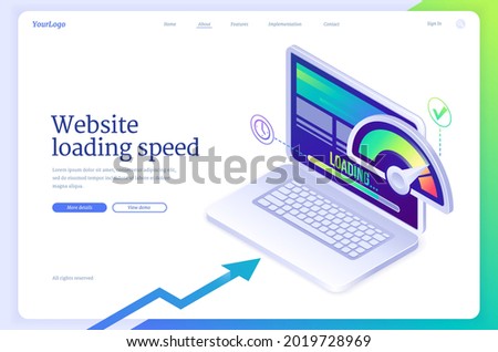 Website loading speed isometric landing page.