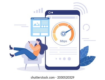 Website Loading Speed Optimization With Server, Web Programming, Mobile App Development, and Page Software. Background Vector Illustration