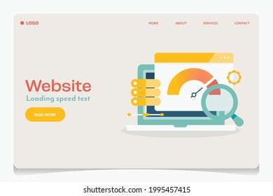 Website loading, Loading speed, Server speed, Internet connection - conceptual flat design landing page template