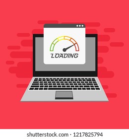 Website loading speed, Server speed, page speed test flat design vector illustration