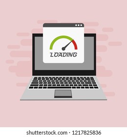 Website loading speed, Server speed, page speed test flat design vector illustration