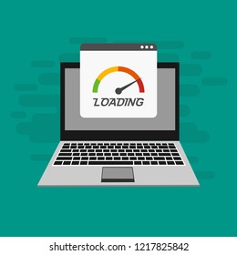 Website loading speed, Server speed, page speed test flat design vector illustration