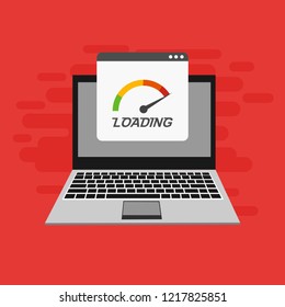 Website loading speed, Server speed, page speed test flat design vector illustration