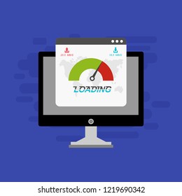 Website loading speed, Server speed, page speed test flat design vector illustration