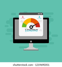 Website loading speed, Server speed, page speed test flat design vector illustration