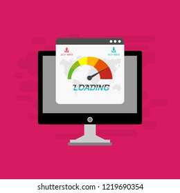 Website loading speed, Server speed, page speed test flat design vector illustration