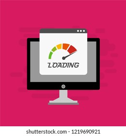 Website loading speed, Server speed, page speed test flat design vector illustration