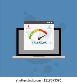 Website loading speed, Server speed, page speed test flat design vector illustration