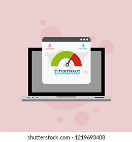 Website loading speed, Server speed, page speed test flat design vector illustration