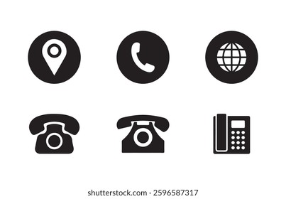 Website, Location, Address, Mail. Contact icon. Phone icons illustration eps 10