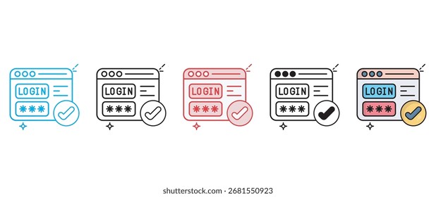 Diseño de icono de Inicio de sesión de Sitio web con fondo blanco Ilustración de stock