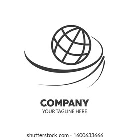 Website logo with swoosh icon. You can use for your website company. Globe logo. internet provider logo design.