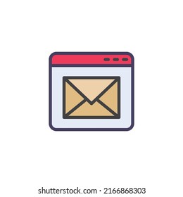 Website mail filled outline icon, line vector sign, Webpage and envelope linear colorful pictogram isolated on white. Symbol, logo illustration. Vector graphics