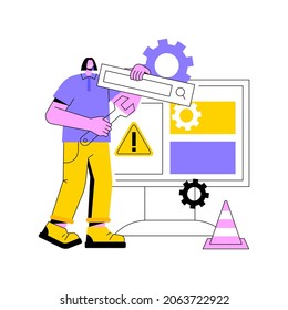 Website maintenance abstract concept vector illustration. Website service, webpage seo maintenance, web design, corporate site professional support, security analysis, update abstract metaphor.