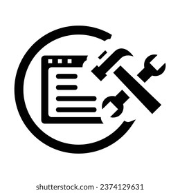 Website Maintenance Black Icon Vector Illustration | Marketing And SEO Icon