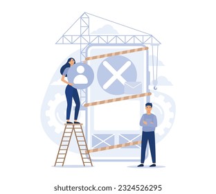 website maintenance, coding and programming, under maintenance, technology, software development, flat vector modern illustration