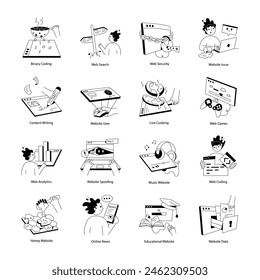 Sitio web de mantenimiento dibujado a mano Mini Ilustraciones