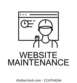 website maintenance icon. Element of web development signs with name for mobile concept and web apps. Detailed website maintenance icon can be used for web and mobile on white background