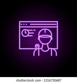 website maintenance icon. Elements of Web development in neon style icons. Simple icon for websites, web design, mobile app, info graphics