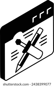 Website Maintenance isometric concept, Code Program Audit vector outline icon, Webdesign and Development symbol, user interface or graphic sign, website engineering stock illustration