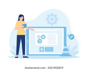 website maintenance management trending concept flat illustration