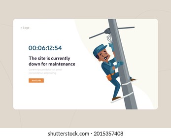 Website maintenance page splash screen template design.