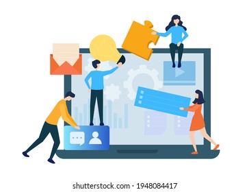 Website Making - Illustration. Editable Stroke. Vector Graphic